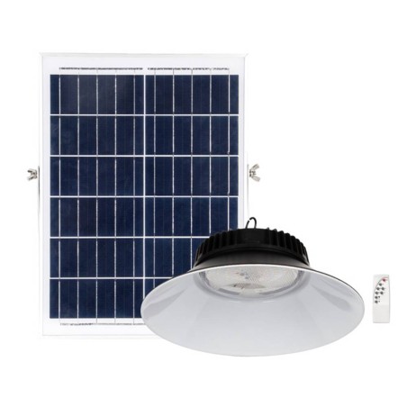 Lámpara de techo colgante solar LED integrado tonalidad 6500k acabado aluminio negro IP65 uso exterior incluye mando a distancia